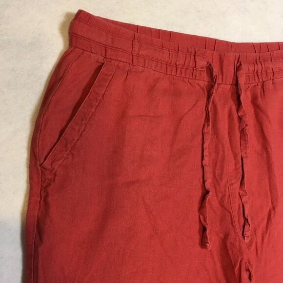 Old Navy Womens L Linen Rayon High Rise Wide Leg Pants Pink Myrrh Pockets - Picture 2 of 11